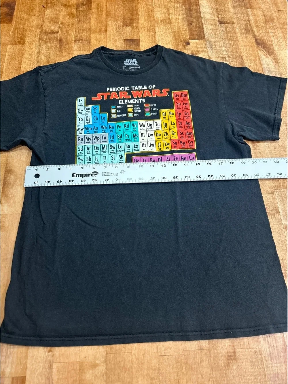 Star Wars Periodic Table of Elements Graphic T-Shirt Black Size XL